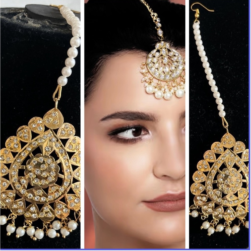 Bridal tika! Gold plated withh white gemstones